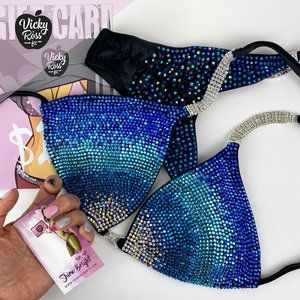 Galaxy Gradient Blue Competition Fitness Bikini